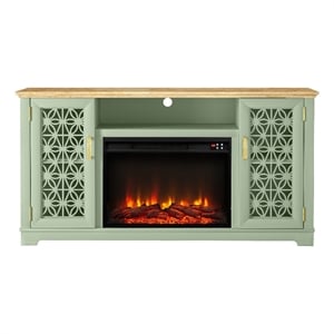 Pemberly Row TV Stand with Electric Fireplace for up to 65&quot TVs - Green