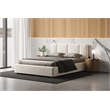 Pemberly Row Upholstered Platform Queen Bed in Cream Beige Boucle Fabric