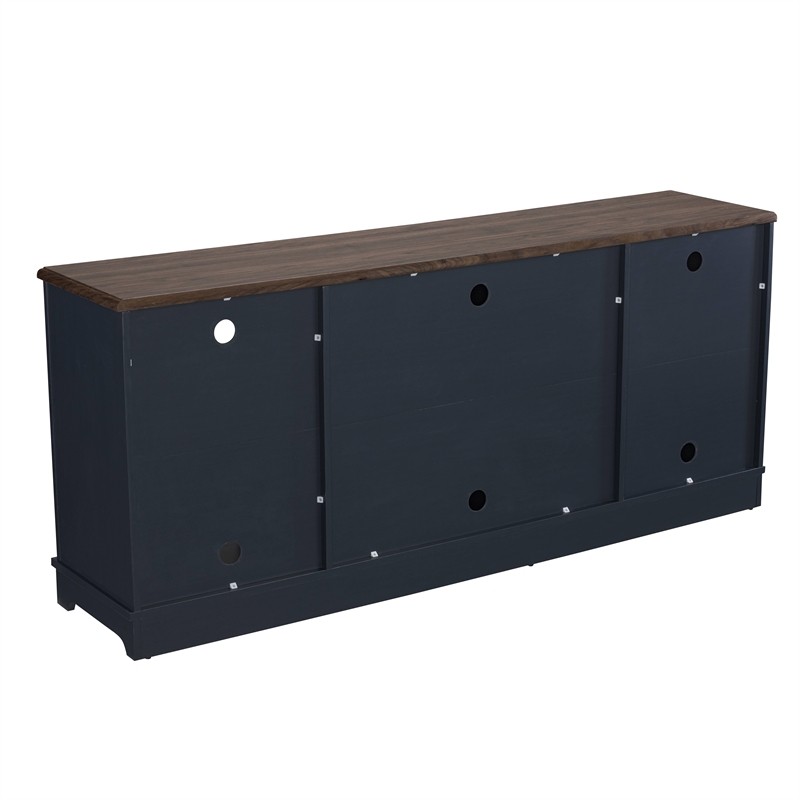 Pemberley Row Wood Navy Blue TV Stand Rectangular Adjustable Storage 70