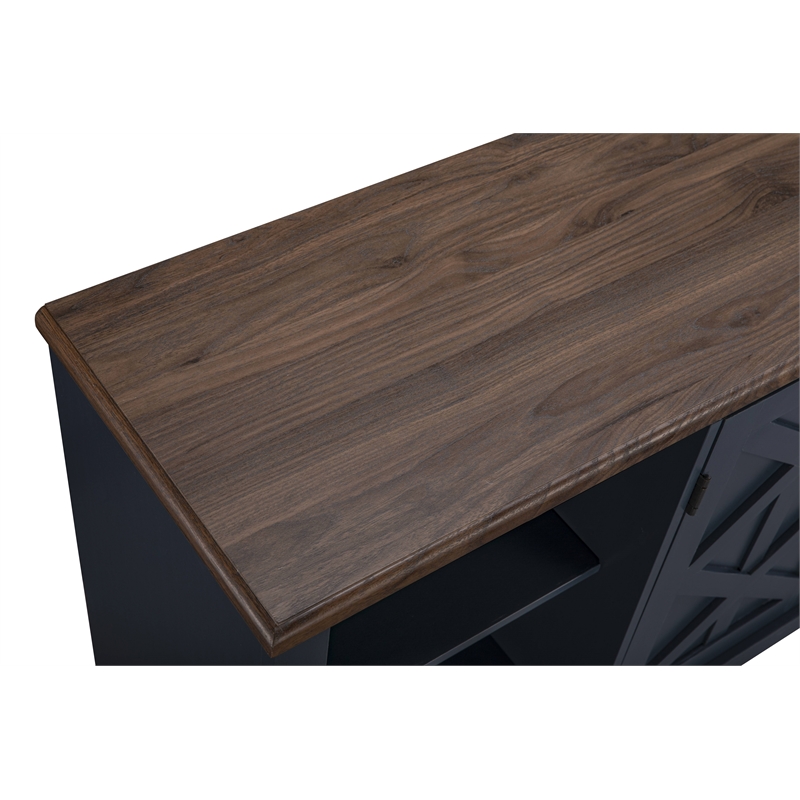 Pemberley Row Wood Navy Blue TV Stand Rectangular Adjustable Storage 70