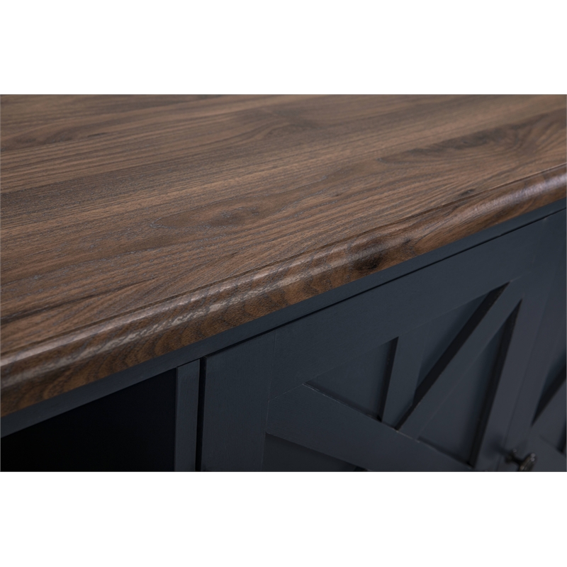 Pemberley Row Wood Navy Blue TV Stand Rectangular Adjustable Storage 70