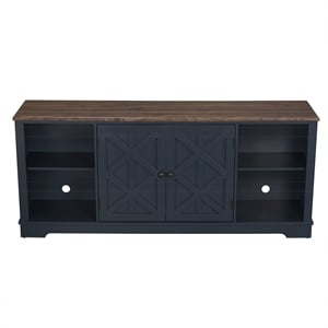 Pemberley Row Wood Navy Blue TV Stand Rectangular Adjustable Storage 70&quot Unassembled