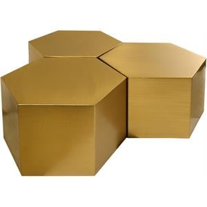 Pemberly Row Modern Brushed Gold 3 Piece Modular Coffee Table