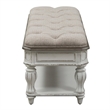 Pemberley Row Upholstered White Bed Bench Rectangular Bottom Shelf