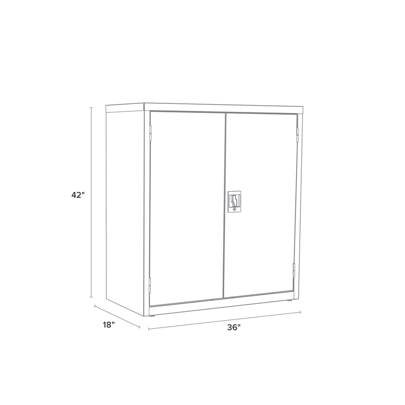 Pemberly Row 3 Shelf Welded Metal Storage Cabinet in Light Gray