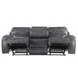 Pemberly Row Contemporary Gray Faux Leather Manual Recliner Sofa