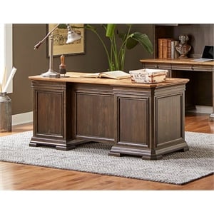 Pemberley Row Solid Wood Brown Executive Desk Rectangular Fully Assembled 60&quot x 30&quot x 28&quot