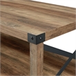 Pemberly Row 4PC Barn Door TV Stand Coffee Table & 2 End Table Set in Rustic Oak