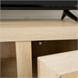 Pemberly Row 4PC Barn Door TV Stand Coffee Table & 2 End Table Set in White Oak