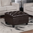 Pemberly Row Ottoman Coffee Table with Storage in Espresso Fabric