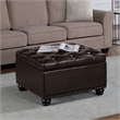 Pemberly Row Ottoman Coffee Table with Storage in Espresso Fabric