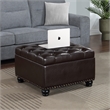 Pemberly Row Ottoman Coffee Table with Storage in Espresso Fabric