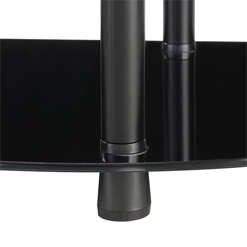 Pemberly Row Classic Three-Tier Display Entryway Hall Table in Black Glass