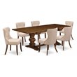 Pemberly Row Contemporary 7-piece Wood Dining Set in Walnut/Tan