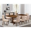 Pemberly Row Contemporary 9-piece Wood Dining Set in Walnut/Tan