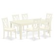 Pemberly Row Contemporary 7-piece Wood Dinette Set in Linen White