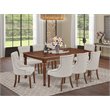 Pemberly Row Modern 9-piece Wood Dining Set in Mahogany/Doeskin