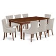 Pemberly Row Modern 9-piece Wood Dining Set in Mahogany/Doeskin