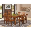 Pemberly Row Modern 9-piece Wood Dining Table Set in Saddle Brown