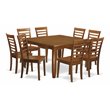Pemberly Row Modern 9-piece Wood Dining Table Set in Saddle Brown