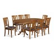 Pemberly Row Modern 9-piece Dining Set with Leather Seat in Brown