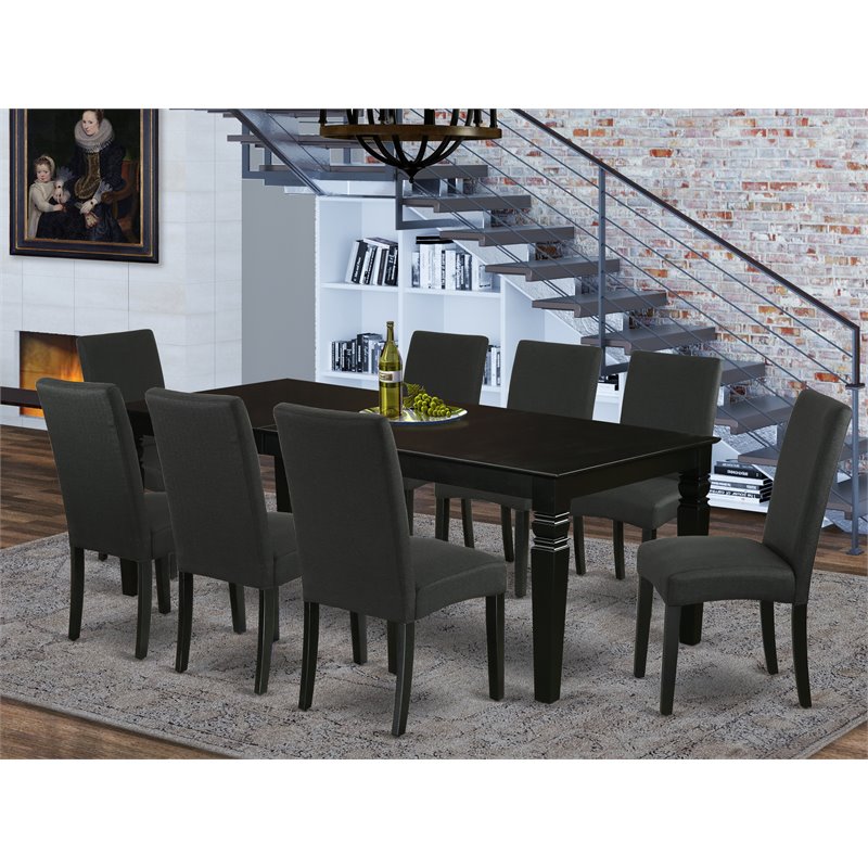 Pemberly Row Modern 9-piece Traditional Wood Kitchen Set in Black