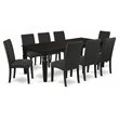 Pemberly Row Modern 9-piece Traditional Wood Kitchen Set in Black