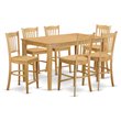 Pemberly Row 7-piece Wood Pub Table and Dining Chair Set in Oak