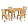 Pemberly Row 5-piece Wood Seat Chair and Dining Table Set in Oak