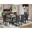 Pemberly Row V-Style 9-piece Wood Dining Table Set in Black and Cement