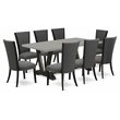 Pemberly Row V-Style 9-piece Wood Dining Table Set in Black and Cement