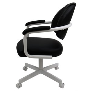 Pemberly Row Fabric Swivel Tilt Dining Arm Chair in Black and White