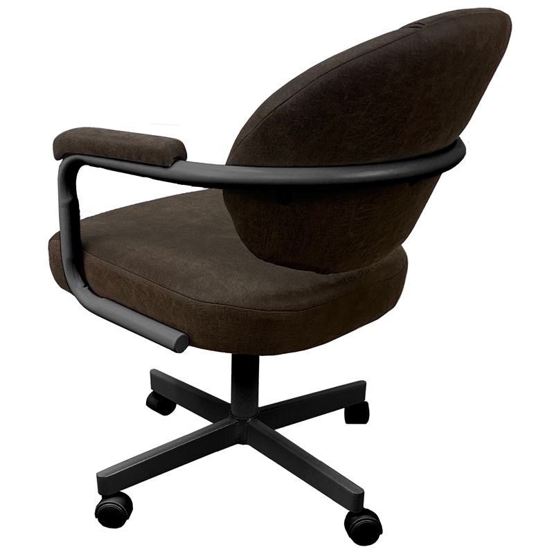 Pemberly Row Swivel Metal Caster Dining Chair with Tilt in Grey
