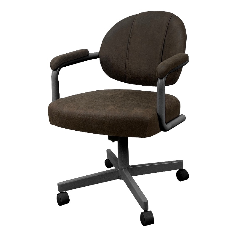 Pemberly Row Swivel Metal Caster Dining Chair with Tilt in Grey