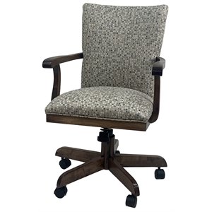 Pemberly Row Swivel Wood Dining Caster Chair Plus with Wheels in Spring Mix Gray
