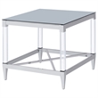 Pemberly Row Square Metal End Table Tempered Mirror Top Chrome