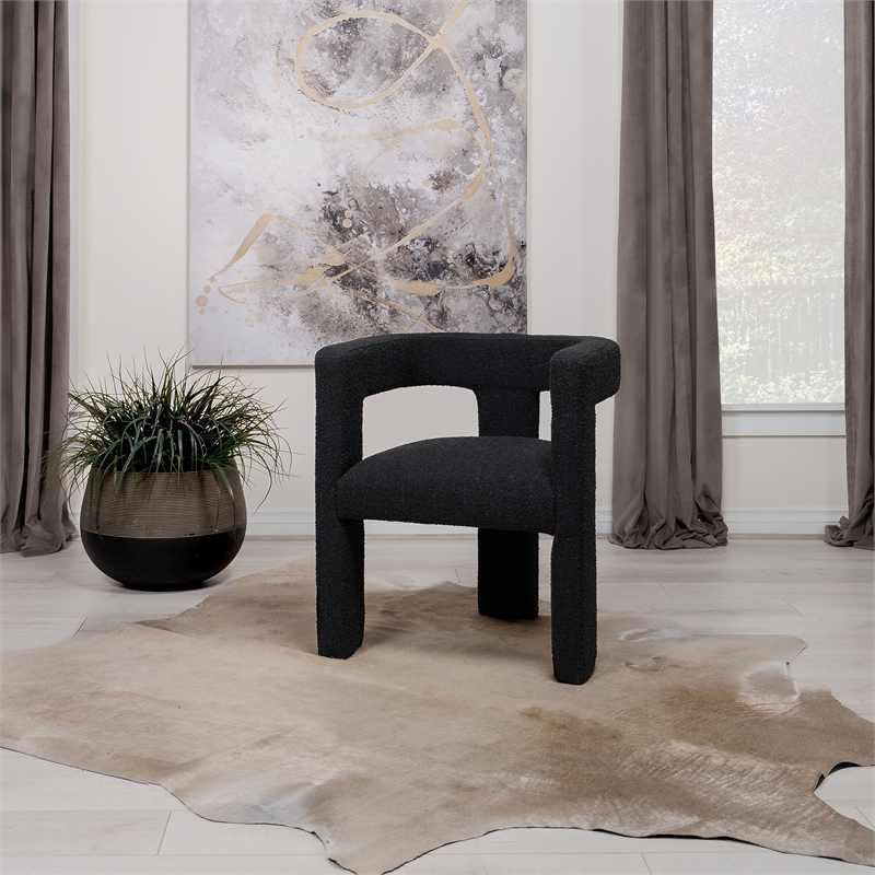 Pemberly Row Modern Fabric Upholstered Accent Side Chair Black