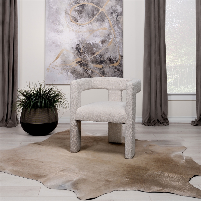 Pemberly Row Modern Fabric Upholstered Accent Side Chair White