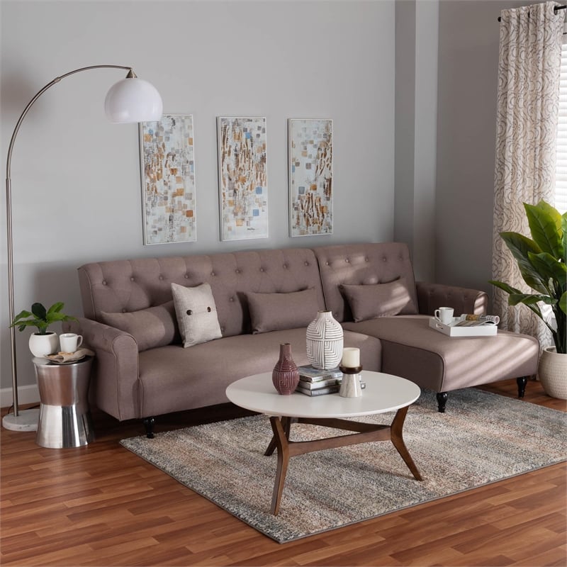 Pemberly Row Clay Fabric Upholstered Convertible Sleeper Sofa