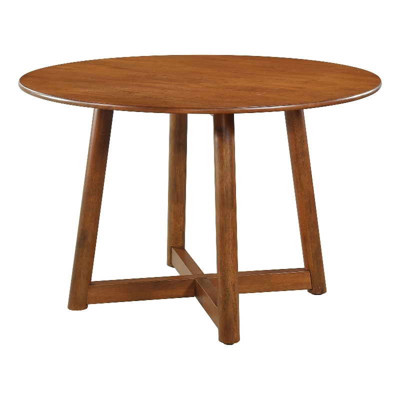 Pemberly Row Mid-Century Round Solid Wood Dining Table Walnut