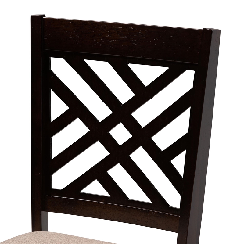 Pemberly Row Sand Fabric and Walnut Brown Wood 6-Piece Dining Set