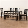 Pemberly Row Sand Fabric and Walnut Brown Wood 6-Piece Dining Set