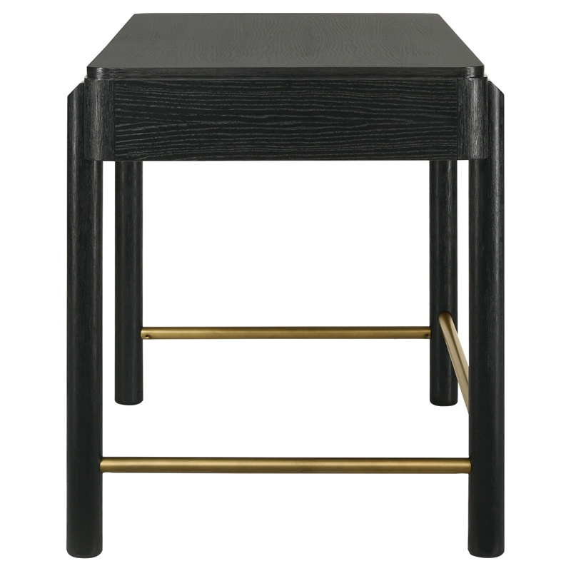 Pemberly Row Coastal 2-drawer Wood Vanity Desk Makeup Table Black