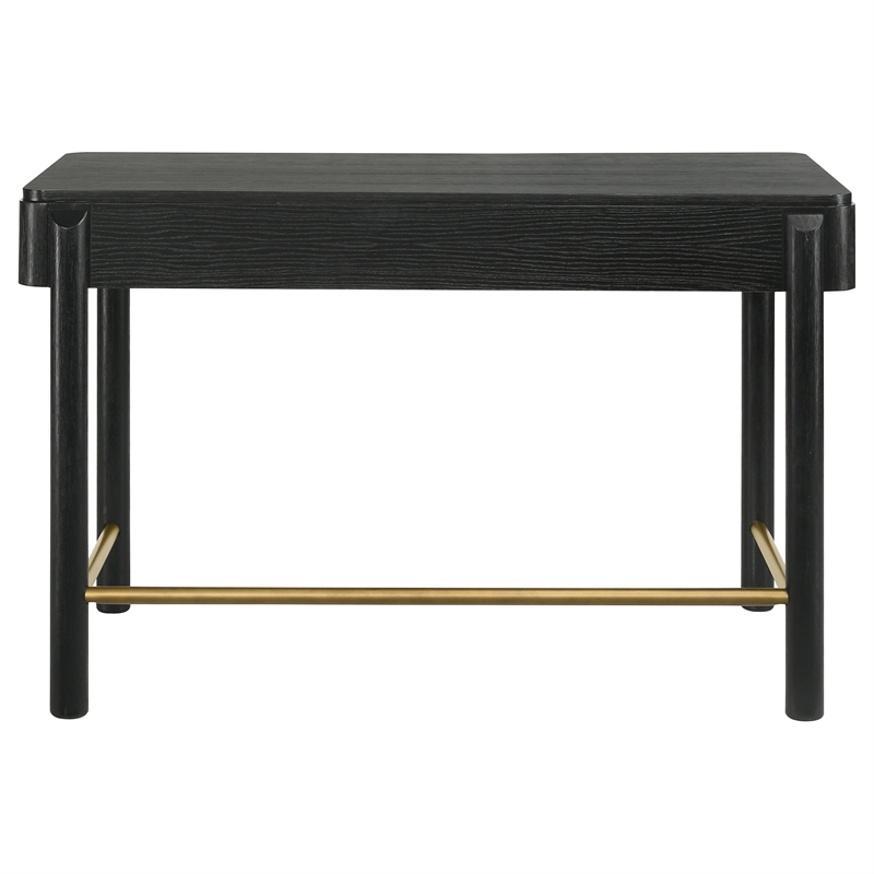 Pemberly Row Coastal 2-drawer Wood Vanity Desk Makeup Table Black