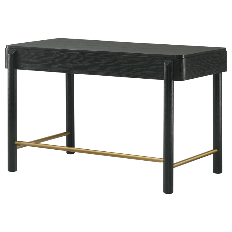 Pemberly Row Coastal 2-drawer Wood Vanity Desk Makeup Table Black