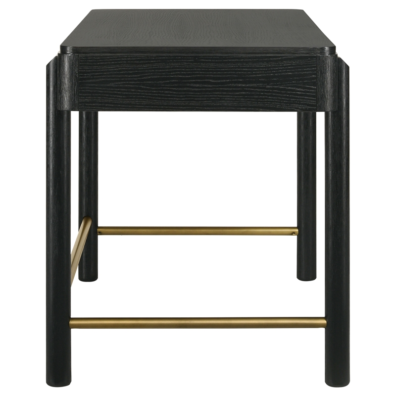 Pemberly Row Coastal 2-drawer Wood Vanity Desk Makeup Table Black