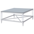 Pemberly Row Square Metal Coffee Table Tempered Mirror Top Chrome
