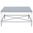 Pemberly Row Square Metal Coffee Table Tempered Mirror Top Chrome