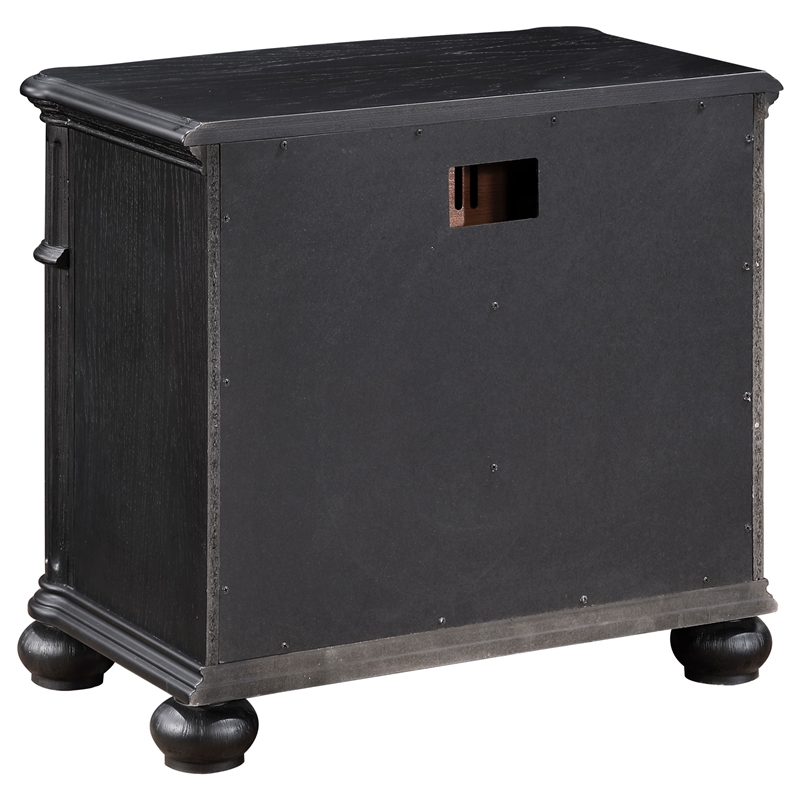 Pemberly Row Traditional 3-drawer Wood Nightstand Bedside Table Black