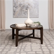 Pemberly Row Transitional Round Solid Wood Coffee Table in Dark Brown